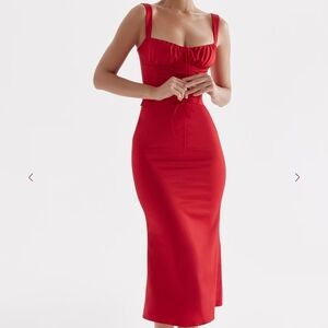 NWT House of CB Valencia Dress in Red Rose